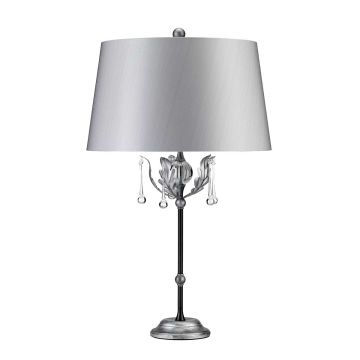 Amarilli 1 Light Table Lamp with Silver Shade - Black with Silver Patina