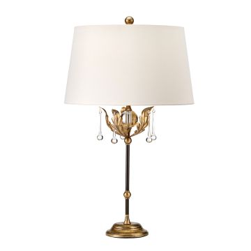 Amarilli 1 Light Table Lamp with Ivory Shade - Bronze with Gold Patina