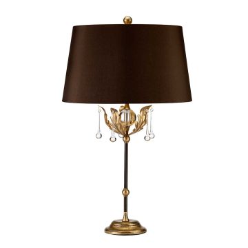 Amarilli 1 Light Table Lamp with Brown Shade - Bronze with Gold Patina