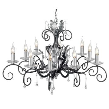 Amarilli 10 Light Chandelier - Black with Silver Patina