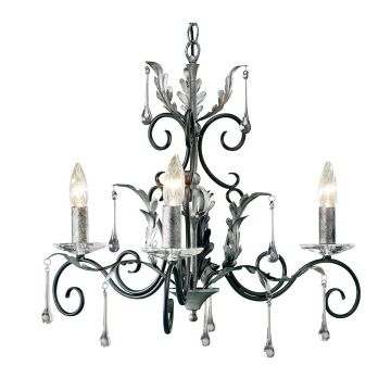 Amarilli 3 Light Chandelier - Black with Silver Patina
