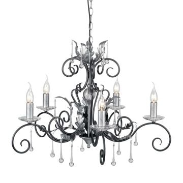 Amarilli 5 Light Chandelier - Black with Silver Patina