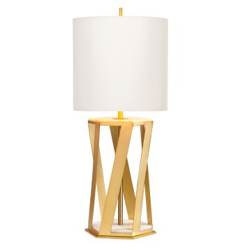 Apollo 1 Light Table Lamp with White Shade - Brushed Brass