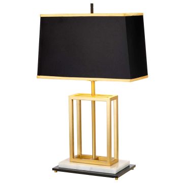 Atlas 1 Light Table Lamp with Black Shade - Brushed Brass