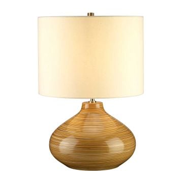 Bailey 1 Light Table Lamp - Wood Effect with Ivory Shade