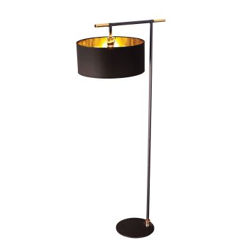 Balance 1 Light Floor Lamp - Black/ Polished Brass with Black Shade