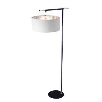 Balance 1 Light Floor Lamp - Black/ Polished Nickel with White Shade