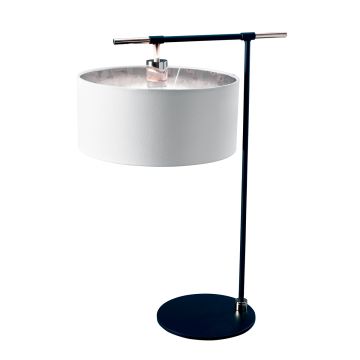 Balance 1 Light Table Lamp - Black/ Polished Nickel with White Shade