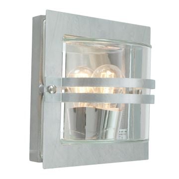 Bern 1 Light Wall Lantern - Galvanised With Clear Glass