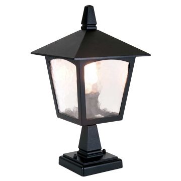 York 1 Light Pedestal Lantern - Black