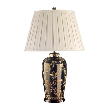Black Birds 1 Light Table Lamp - Black and Gold with Cream Shade