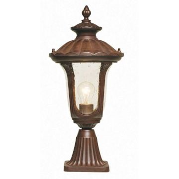 Chicago 1 Light Small Pedestal Lantern - Bronze - Rusty Bronze Patina