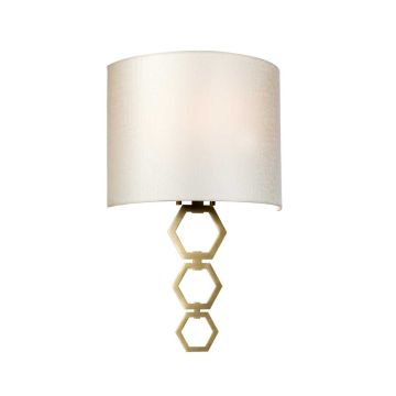 Clark Medium 1 Light Wall Light - Aged Brass with Ivory Faux Silk Shade