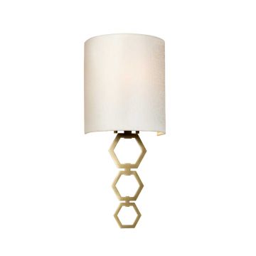 Clark Small 1 Light Wall Light - Aged Brass with Ivory Faux Silk Shade