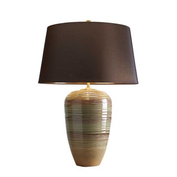 Demeter 1 Light Table Lamp - Green and Brown Glaze with Brown Shade