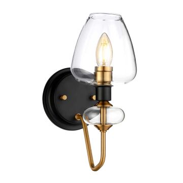 Armand 1 Light Wall Light - Aged Brass Plated & Charcoal Black Paint