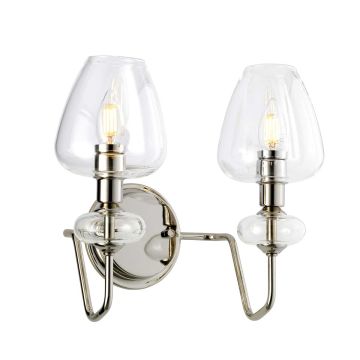 Armand 2 Light Wall Light - Polished Nickel Plated With Clear Glass Shades