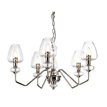 Armand 5 Light Chandelier - Polished Nickel Plated With Clear Glass Shades