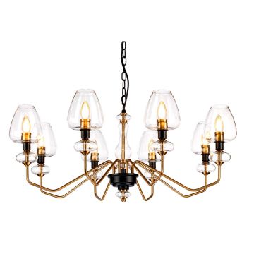 Armand 8 Light Chandelier - Aged Brass Plated & Charcoal Black Paint