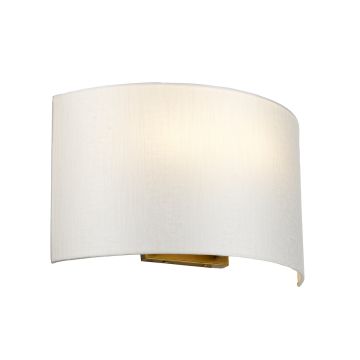 Cooper Large Curved Wall Light with Aged Brass Back Plate with Ivory Shade