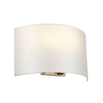 Cooper Large Curved Wall Light with Polished Chrome Back Plate with Ivory Shade