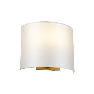 Cooper Medium Curved Wall Light with Aged Brass Back Plate with Ivory Shade