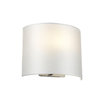 Cooper Medium Curved Wall Light with Polished Chrome Back Plate with Ivory Shade