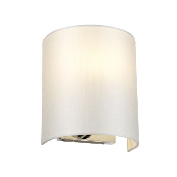 Cooper Small Curved Wall Light with Polished Chrome Back Plate with Ivory Shade