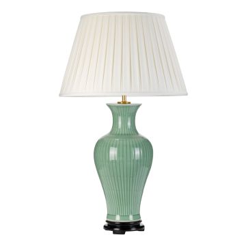 Dalian 1 Light Table Lamp with Tall Empire Shade - Celadon with Ivory Shade