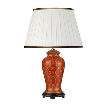 Datai 1 Light Table Lamp - Terracotta and Gold with Ivory with Black and Gold trim Shade
