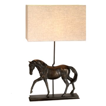 Dorado 1 Light Table Lamp with Rectangle Shade - Bronze Patina with Natural Shade