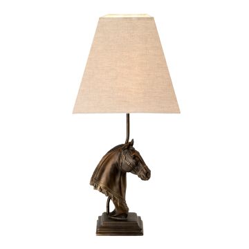 Eclipse 1 Light Table Lamp with Tapered Square Shade - Bronze Patina with Natural Shade