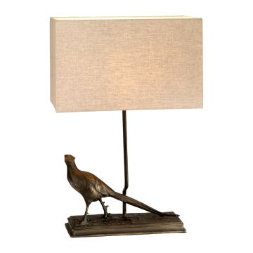 Halkirk 1 Light Table Lamp with Rectangle Shade - Bronze Patina with Natural Shade