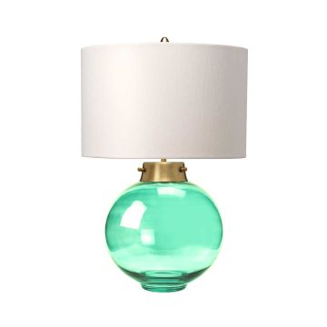 Kara Table Lamp - Aged Brass - Dark Green Glass with Origami Shade