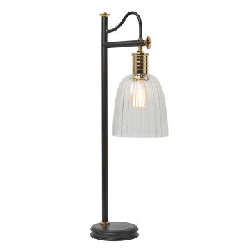 Douille 1 Light Table Lamp - Black/Polished Brass with Clear Shade