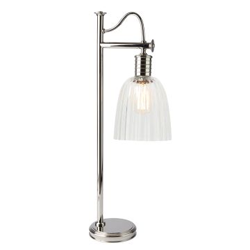 Douille 1 Light Table Lamp - Polished Nickel with Clear Shade