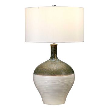 Eden Park 1 Light Table Lamp - Green, Turquoise and Gold with Cream Shade