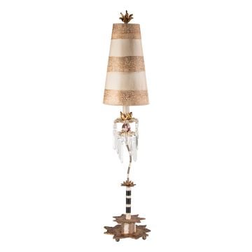 Birdland 1 Light Table Lamp - Cream & Gold with Cream and Taupe Striped Shade
