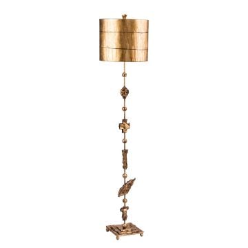 Fragment 1 Light Floor Lamp - Aged Gold with Gold Leaf and Umber Glaze Shade