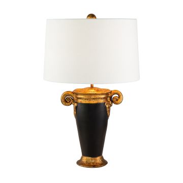 Gallier 1lt Table Lamp - Black and Gold with White Shade