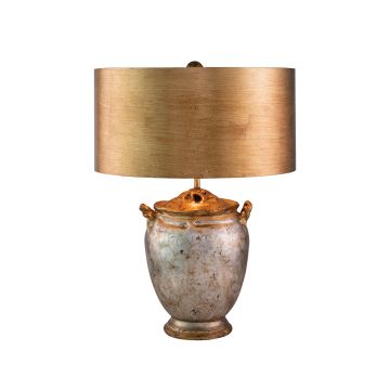Jackson 1lt Table Lamp - Antiqued Silver with Gold Leaf Accents with Distressed Gold Shade