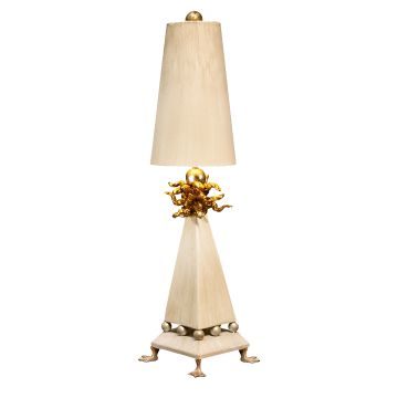 Leda 1 Light Table Lamp - Cream Patina, Gold Leaf with Cream Patina Shade