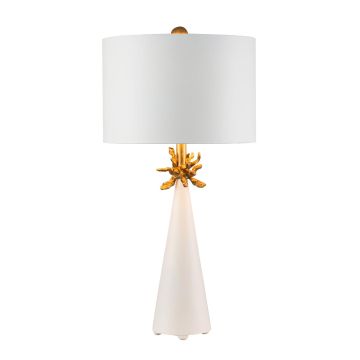 Neo 1 Light Table Lamp - White and Gold with French White Shade
