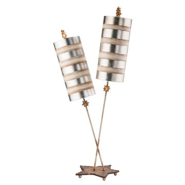 Nettle Luxe 2 Light Table Lamp - Silver Leaf and cream