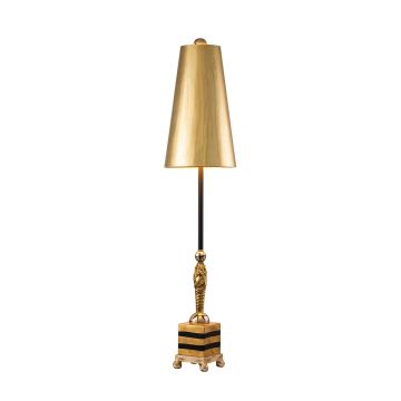 Noma Luxe 1 Light Table Lamp - Gold, Black and Silver Leaf with Glazed Gold Leaf Shade