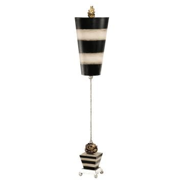 Peony 1 Light Table Lamp - Taupe and Black Stripes with Black and Taupe Shade