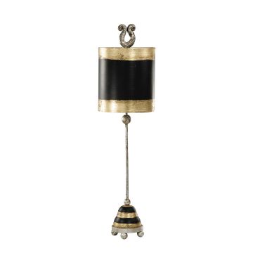 Phoenician 1 Light Table Lamp - Black, Gold & Silver Leaf with Black and Gold Leaf Shade