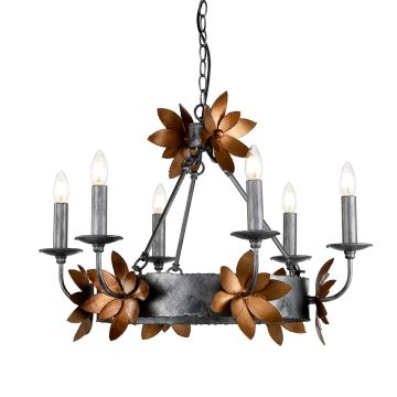 Simone 6 Light Chandelier - Bronze and Gold