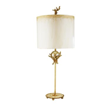 Trellis 1 Light Table Lamp - Putty Patina & Silver Leaf with Cream and Putty Shade