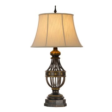 Augustine 1 Light Table Lamp - Antique Brown with Ivory Shade